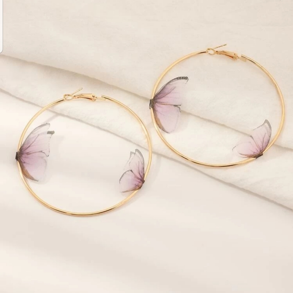 *Brianna* Butterfly Hoop Earrings - Picture 2 of 3